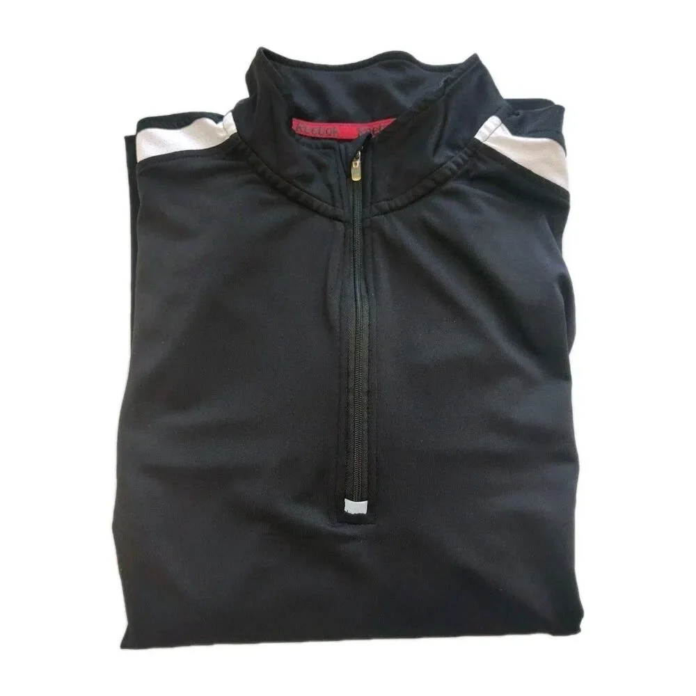 Reebok women's full-zip jacket, Medium, long sleeves, black w/ white accents VGC
